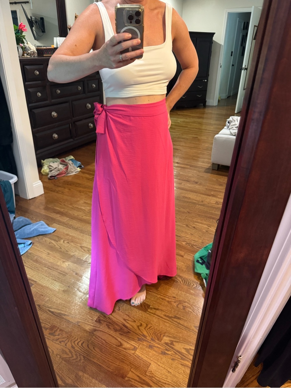 Hot Pink Wrap Maxi Skirt